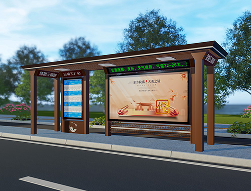 新款來襲！青海大型公交候車亭后現代風格城市仿古公交站臺